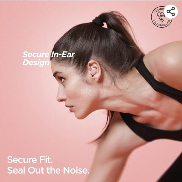 TRUE WIRELESS EARBUDS BLUETOOTH ACTIVE USB-C HYPERGEAR PINK WATERPROOF WITH CASE - Picture 5 of 8